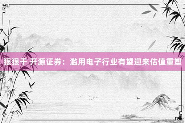 狠狠干 开源证券：滥用电子行业有望迎来估值重塑